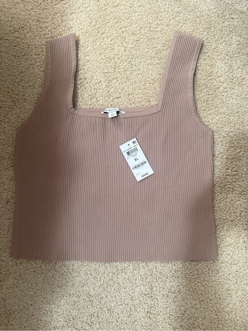 Macy's Ribbed Square-Neck Tank in Dusty Mauve